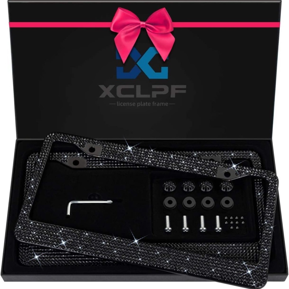 Black Sparkle License Plate Frame